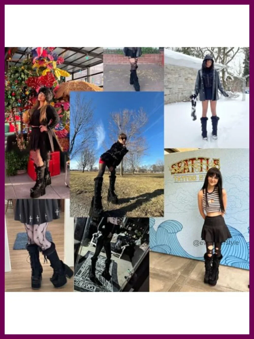 Furry Knee High Platform Chunky Heel Boots Women Warm Winter Snow Goth